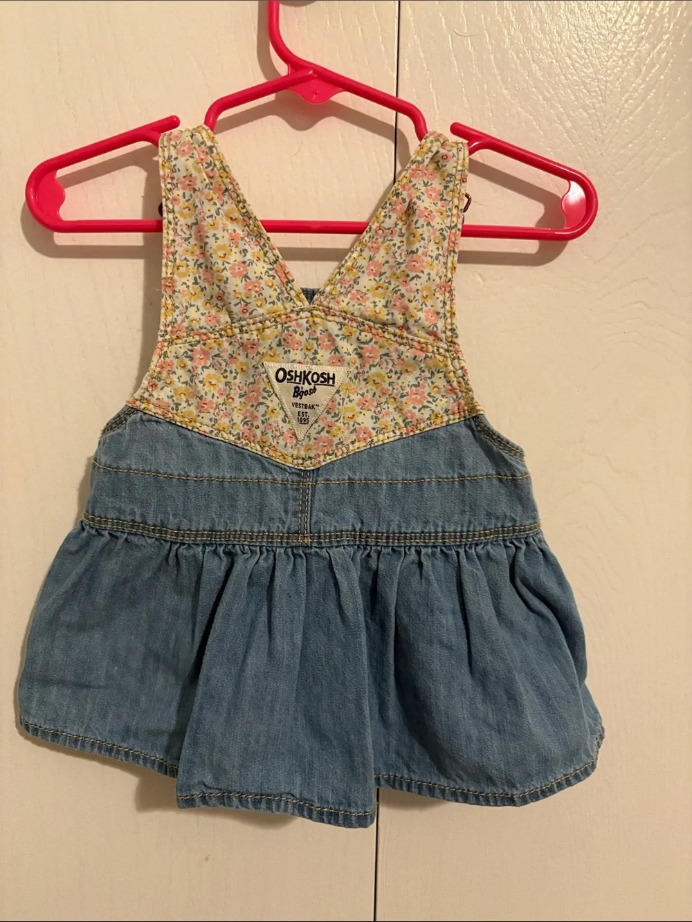 OshKosh B'gosh Light Blue Denim Floral-Strap Overall Skirt